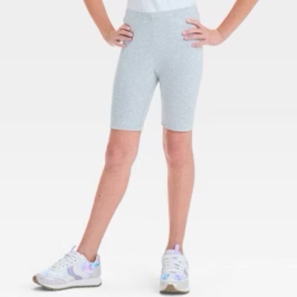 🩶Cat & Jack Girls High-Rise Bike Shorts ~Light Gray ~Size Large (10/12)🩶